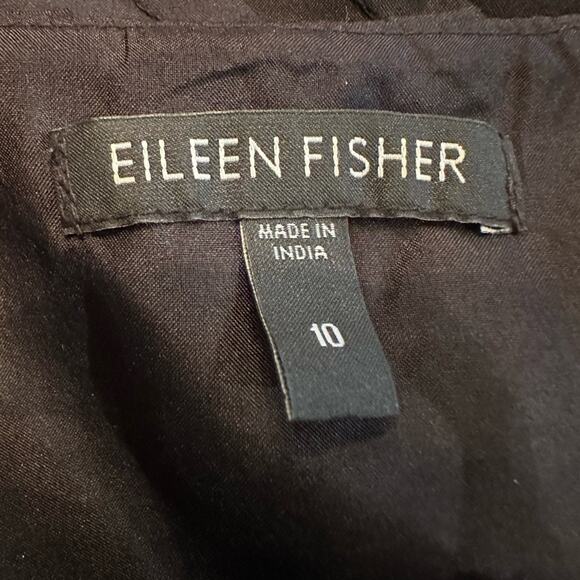 Eileen Fisher Silk Ruffle Tier Black Dress Size 10 - Picture 8 of 10